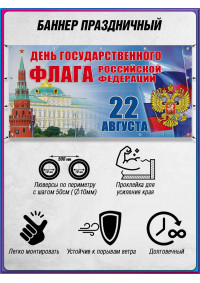 Патриотический баннер горизонтальный на 22 августа