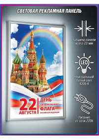 Патриотическая световая панель на 22 августа – День флага