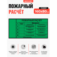 Плакат «Пожарный расчёт» (зеленый) с таблицей обязанностей для предприятия и военных частей