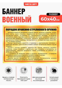 Стенд-памятка военный для казарм «Порядок хранения стрелкового оружия»