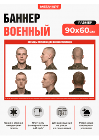 Стенд для казарм «Образцы причесок» (вид спереди, сбоку и сзади) для воинских частей