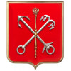 Герб Санкт-Петербурга на бархатном щите (флок) в рамке, краска