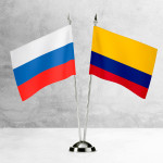Настольные флаги России и Колумбии